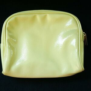 Bare Minerals Womens Yellow Make Up Bag Pink Interior Zipper Small